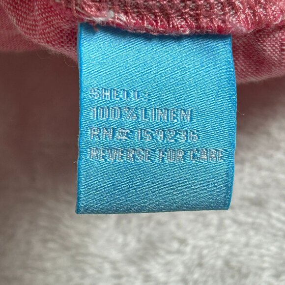 J. McLaughlin Women's Collared Long Sleeve Linen Button Up Shirt Red Medium - Picture 4 of 8